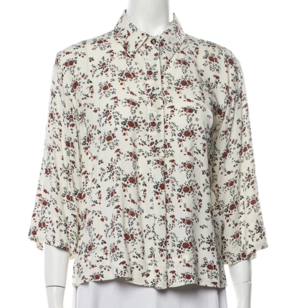 GANNI Floral Blouse 3/4 Sleeve - Size EU 44 or L/XL
